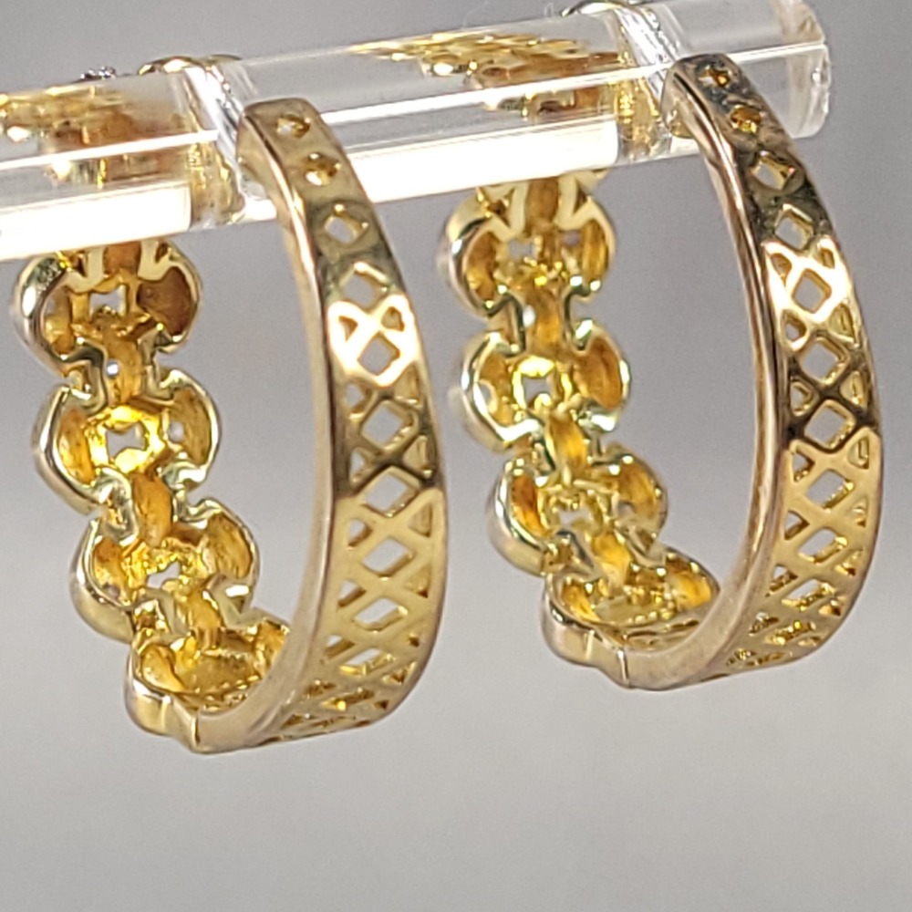 JTV Gold Vermeil Sterling Silver Chrome Diopside Hoop Earrings 4.65ctw - Picture 2 of 8